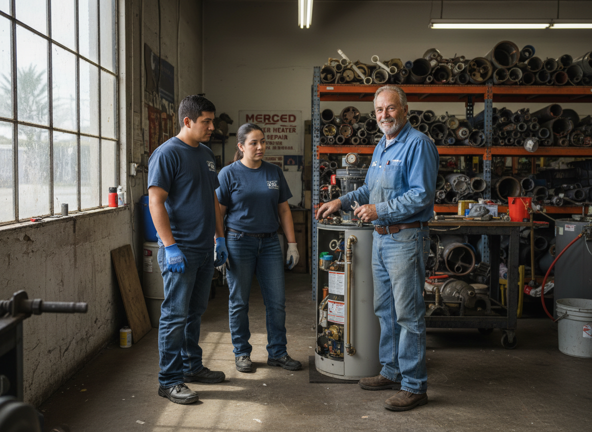 The Merced Water Heater Repair team at work in Merced